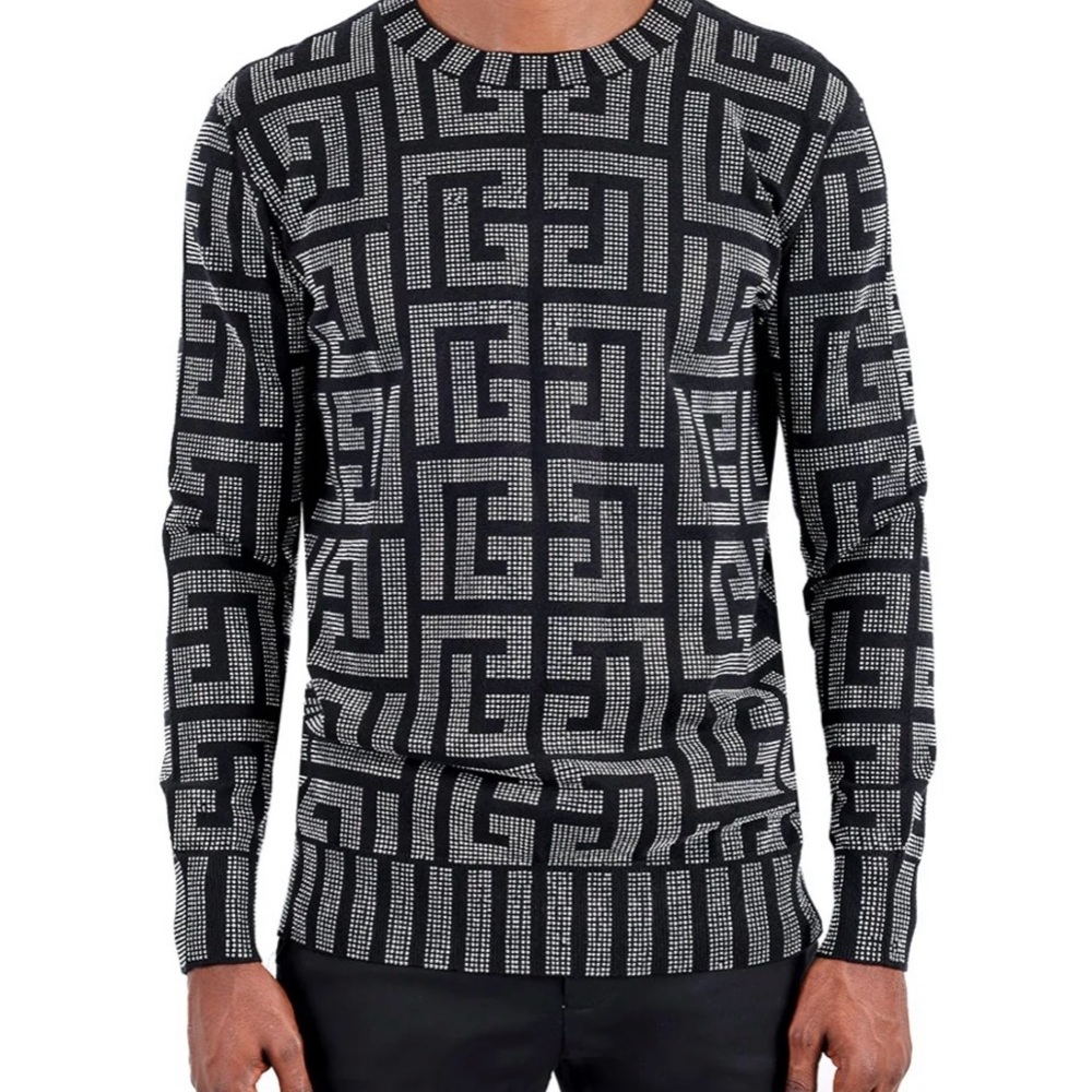 Barabas long sleeve Greek key pattern sweater